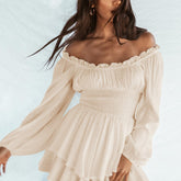 Off-Shoulder Ruffled Tiered Mini Dress