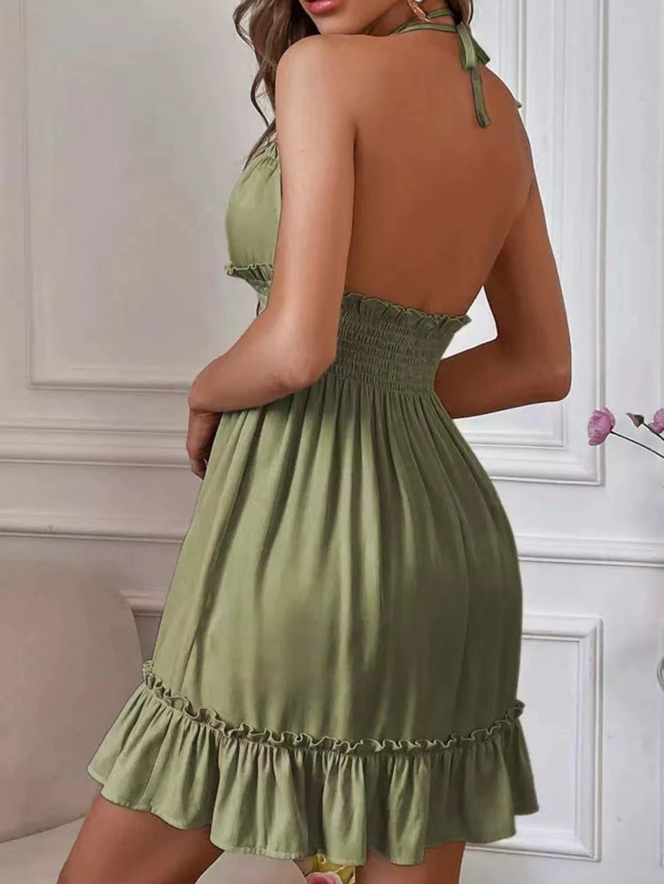Women's Boho Floral Print Sleeves V Neck Sundress
