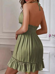 Women's Boho Floral Print Sleeves V Neck Sundress