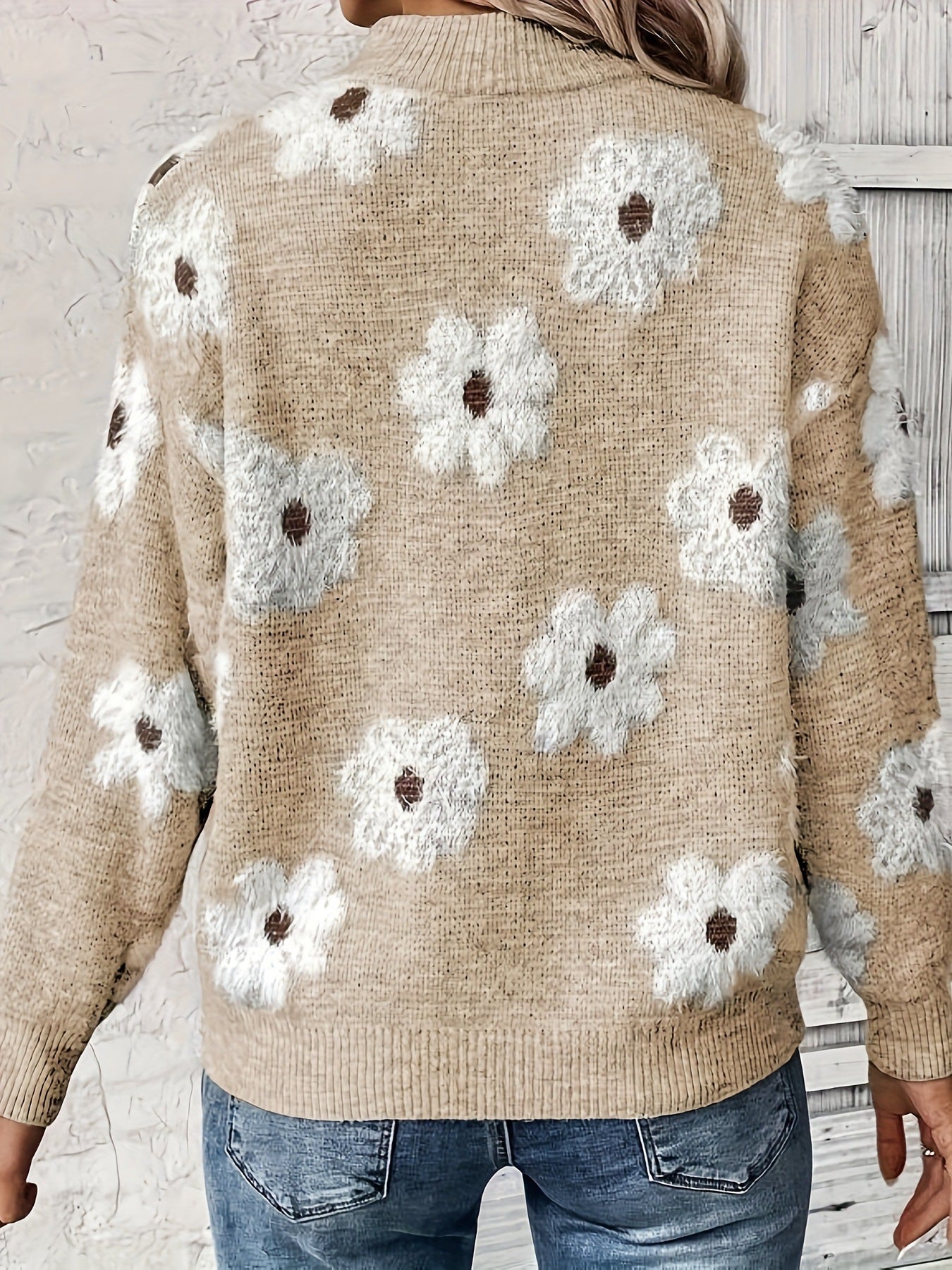 Solid Crew Neck Knit Sweater – Classic Loose Fit