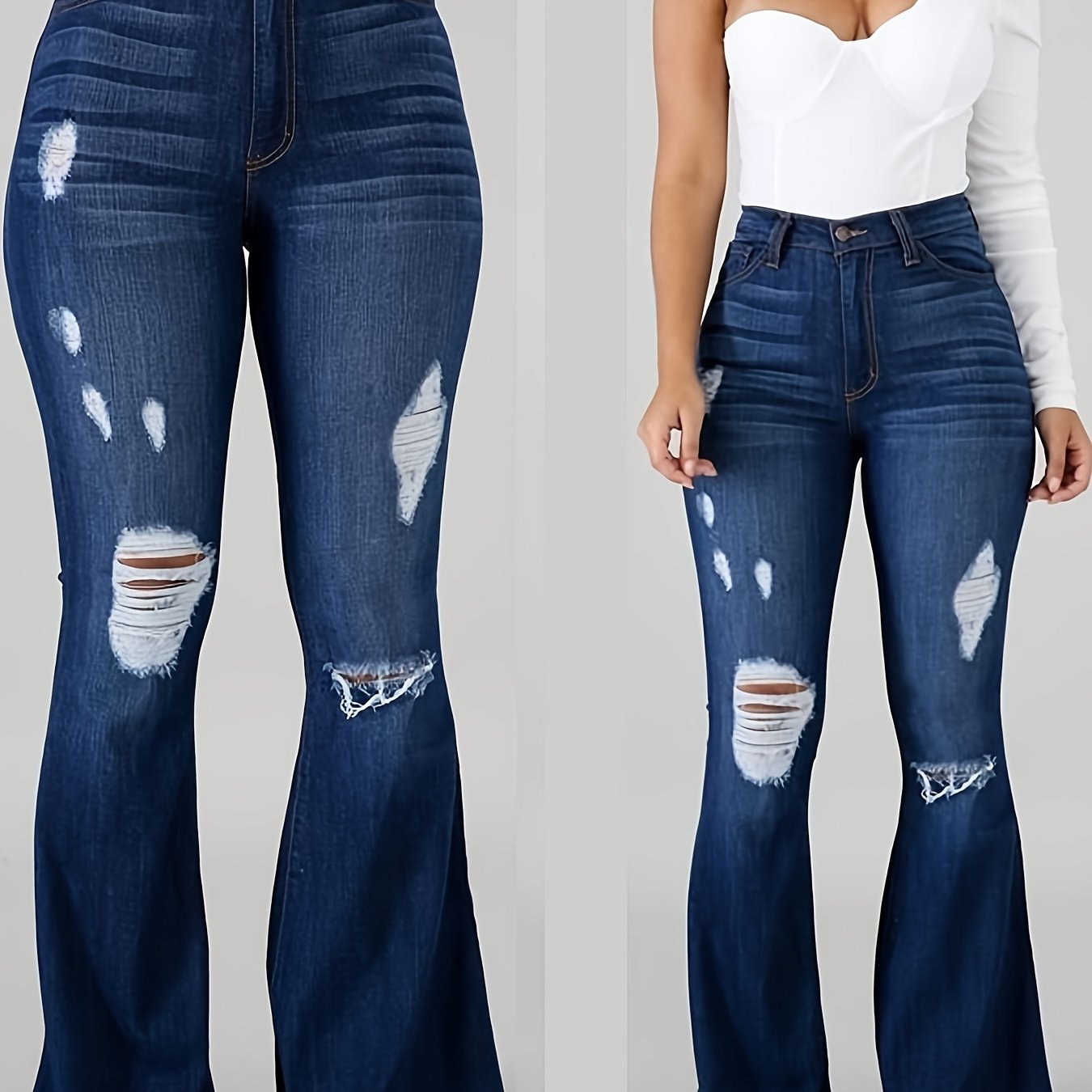 Sexy Flare Jeans – Comfortable High-Waist Ripped Flare